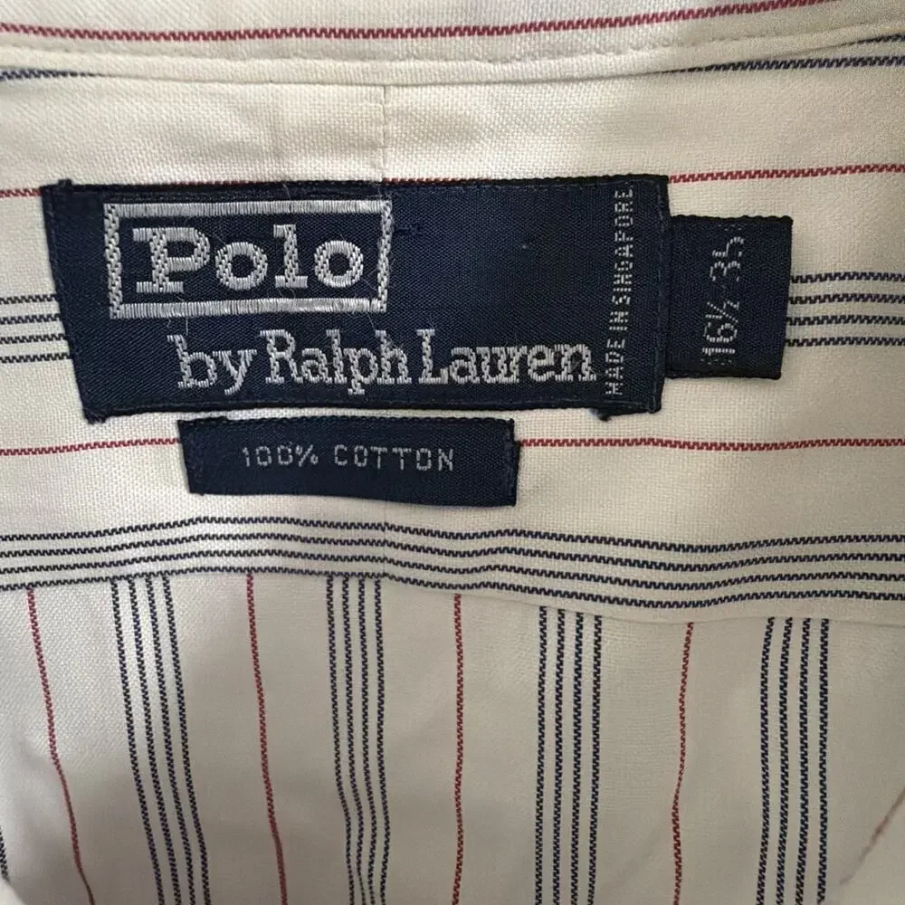 Polo Ralph Lauren Men's Dress Shirt Large Cotton Striped Button Down Long Sleeve
